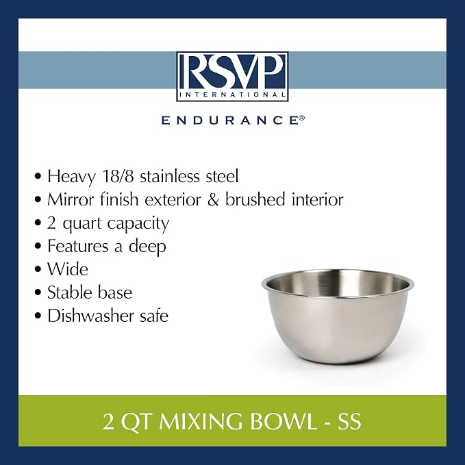 RSVP International Endurance Stainless Steel Mixing Bowls, 2 Quart - Image 6
