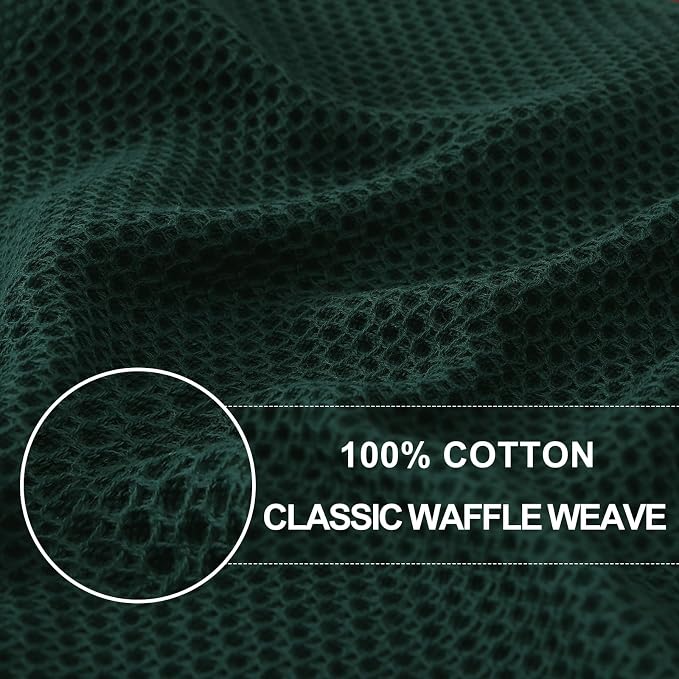Homaxy 100% Cotton Waffle Weave Kitchen Dish Cloths, 9-Pack, Blackish Green | Ultra Soft Absorbent Dish Towels, Quick Drying Dish Rags with Hanging Loop, 12 x 12 Inches - Image 2