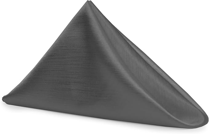 17x17-Inch Shantung Cloth Napkins, Charcoal, Set of 120 | Bulk Case of 10 Dozen, Satin, Square, 100% Polyester Fabric, Reversible, Faux Dupioni Silk Reverse Side, Machine Washable by UltimateTextile
