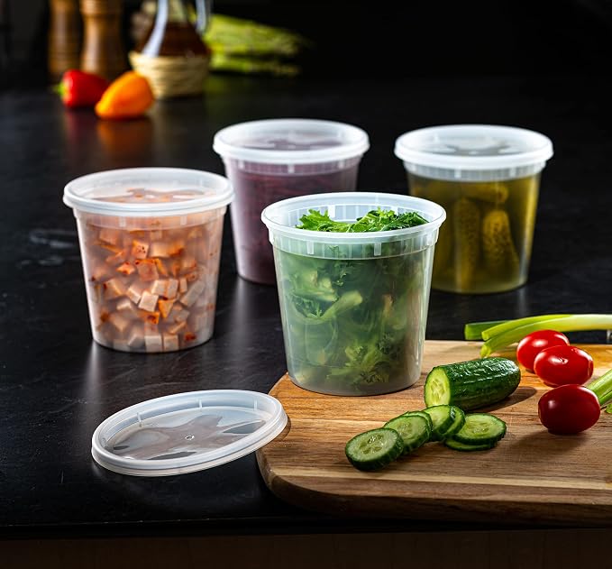[Case of 240 24 oz. Plastic Food Storage Deli Containers with Lids, Disposable Containers With Lids - Perfect for Storing Soups, Sauces, and Snacks - Image 3