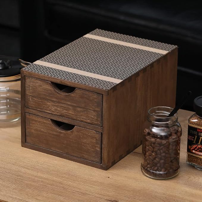 DDYURI Drawer Organizer Coffee Pod Holder - Kitchen Cutlery Storage Accessories/ K-Cup Drawers with Detachable Wooden Partition - Coffee Capsules Organization Counter - Wood desktop Small Cabinets - Image 8