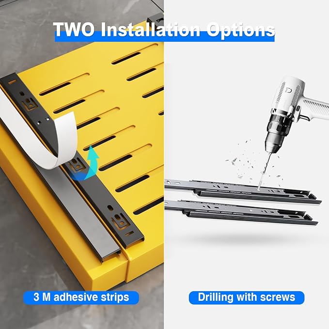 Mustorn 2 Pack Pull Out Cabinet Organizer, Expandable Slide Out Drawers for Kitchen Cabinets Peel and Stick Pullout Drawer Heavy Duty Sliding Shelves for Cupboard, Pantry, Bathroom(16.5" Deep, Yellow) - Image 6