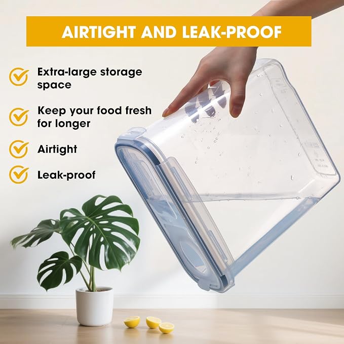 Airtight Food Containers, 2.5L Kitchen Storage Box, Pack of 4, Plastic Food Jars Sealed with Lid for Storing Cereal Pasta Flour Pets - Image 3