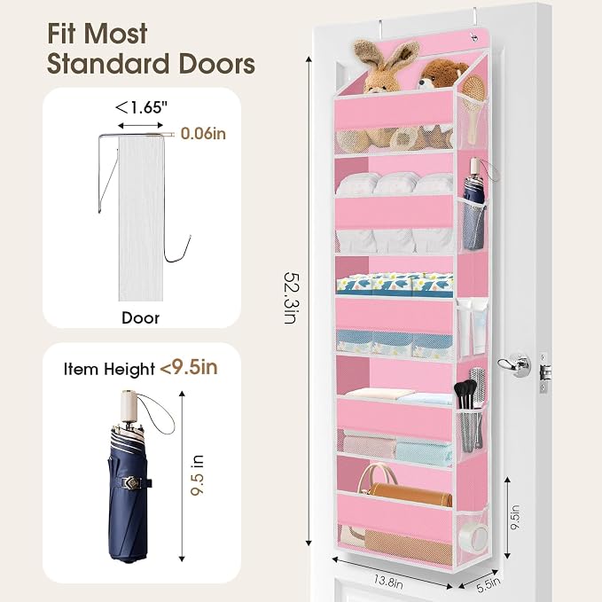 1Pack Over The Door Organizer Large Capacity Hanging Storage Room Organizer | 40 lb Capacity, Ultra-Sturdy, Foldable, Mesh Design with Clear Window, Space-Saving Organizer for Pantry, Nursery & Closet - Image 2