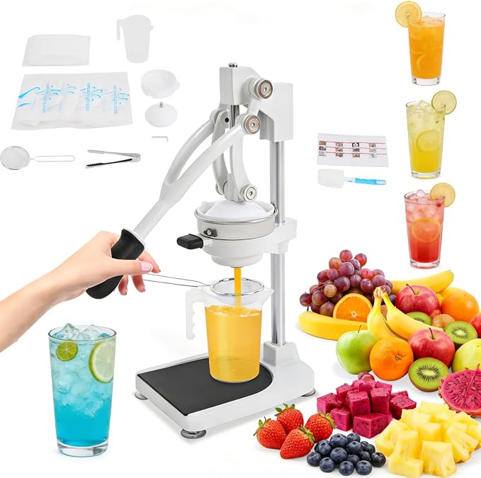Cast Iron Juicer 304 Stainless Steel Citrus Press & Lemon Squeezer Fresh Fruit Juice Extractor Manual Juicers for Orange Grapefruit Lemon Lime Pomegranate and Much More,Easy to Clean and Use by IOENC