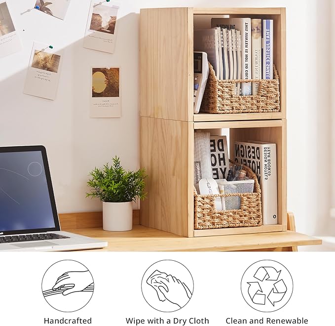 OIAHOMY Pantry Baskets for Organizing, Paper Rope Baskets with Built-in Handles, Wicker Storage Baskets for Shelves, 3 Pack-Yellow - Image 7