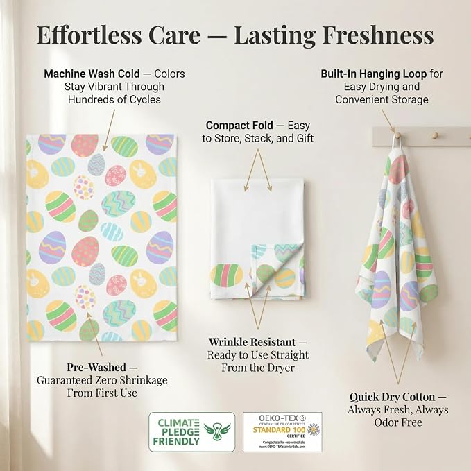 Urban Villa Kitchen Towels Cotton Dish Towels 20”x30” (Set of 6) Egg Print - Image 6
