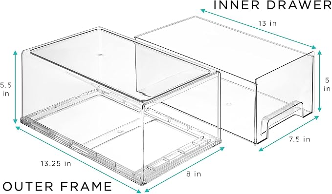 Sorbus Plastic Storage Bins Stackable Clear Pantry Organizer Box Bin for Organizing Kitchen Fridge, Food, Snack Pantry, Fruit, Vegetables, Bathroom, Wide & Narrow Deep (6 Pack) - Image 4