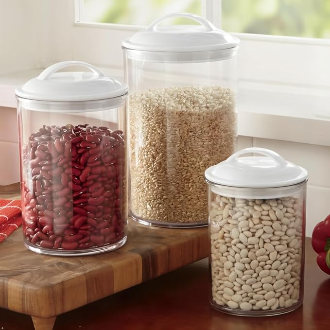 Reston Lloyd Food Storage Containers, BPA Free Airtight Canisters for Cereal, Pasta, Sugar, Coffee, Flour, Cookies, Loose Tea, for Kitchen Organization, Set of 3, White - Image 9
