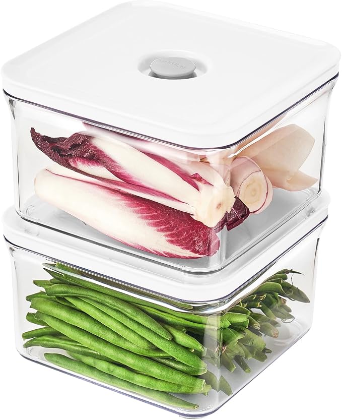VAKUEN Premium Airtight Food Storage Containers, Square 2PC/Set(1.48qt/1.5Lx2pcs), Smart One-Click Seal Lid, No Hinges, 100% Leak Proof, BPA-FREE, Dishwasher, Freezer & Microwave Safe by Vakuen