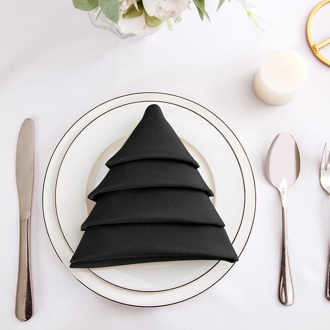 Bailarina Cloth Napkins Set of 80,17x17 inches Dinner Napkins Cloth Washable,Polyester Square Table Cloth Napkin Bulk with Hemmed Edges Ideal for Banquets, Parties and Weddings-Black - Image 3