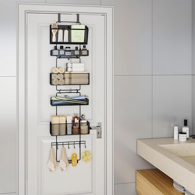 HapiRm Over Door Organizer Hanging - 6 Tier Over The Door Storage with Visual Pockets & Hooks, with 4 Metal Large Capacity Baskets for Bathroom Bedroom Kitchen Pantry Cabinet - Image 2