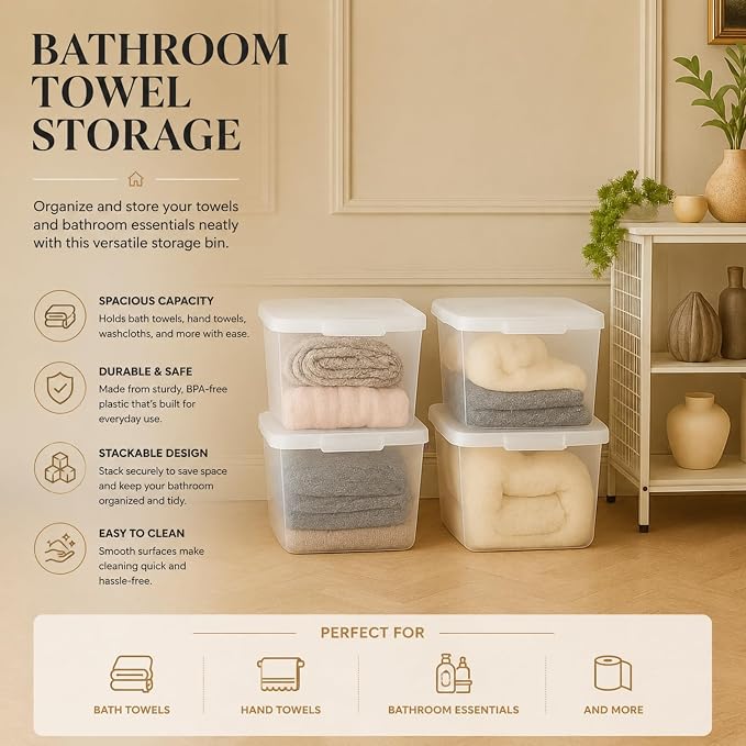 Lustroware Jumbo Food Storage Container Set of 2 with Lids – 12 & 17 Quart Airtight Latching Boxes, Heavy-Duty Stackable Bins for Rice, Flour, Pet Food, Closet, Pantry, Kitchen, Pantry, Made in Japan - Image 8