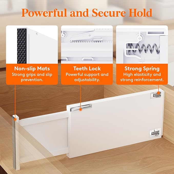 Lifewit 6" Tall Upgrade Drawer Dividers, Adjustable Deep Drawer Organizer | 13.5"-22" Expandable White Drawer Separator for Clothes, Dresser/Kitchen/Closet/Bedroom/Office Organization & Storage, 8 Pack - Image 4