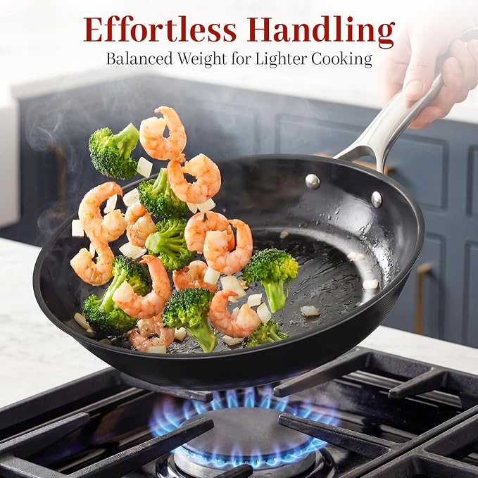 Tri-Ply Clad Nitrided Carbon Steel Frying Pan, 9.5 Inch | Pre-seasoned surface, lightweight design, enhanced rust resistance, easy food release, induction compatible - Image 5