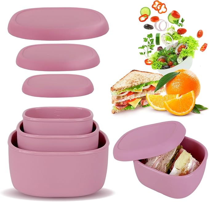 Anatole Silicone Food Storage Containers Set of 6 Lunch Box Bento with Lids BPA Free Dishwasher Microwave Oven Freezer Safe (6.7oz*2, 10oz*2, 20oz*2) Pink Blue - Image 8