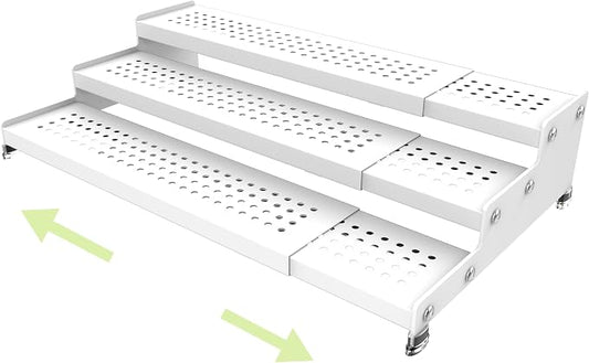 Expandable 3-Tier Spice Metal Shelf Rack, White, 3-Tier | Kitchen Cabinet and Pantry Organizer, Seasoning Organizer, Countertop Storage, 1 Pack by Unknown