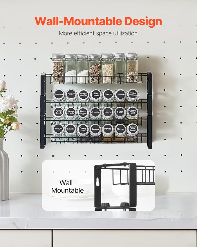 VEVOR Detachable Spice Rack Organizer for Cabinet, 4 Tie Stackable Seasoning Organizer, Spice Jars Kitchen Storage for Countertop Kitchen Pantry Cupboard, 15.8x10.7 in - Image 4