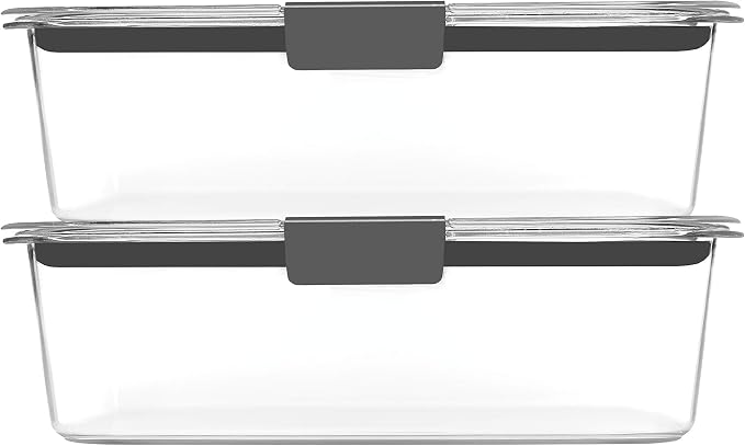 Rubbermaid Brilliance BPA-Free Food Storage Containers with Lids, Airtight Clear Set of 2 (9.6 Cup), Ideal for Lunch, Meal Prep, and Leftovers - Image 2