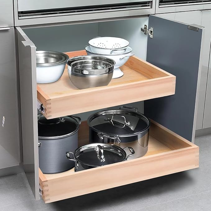 20”W x 21”D x 3”H Soft Close Slide Out Wood Drawer Organizer for Kitchen, (Cabinet Width>20.5 inches for Bottom Assembly, Width= 20 inches for Side Assembly) - Image 8