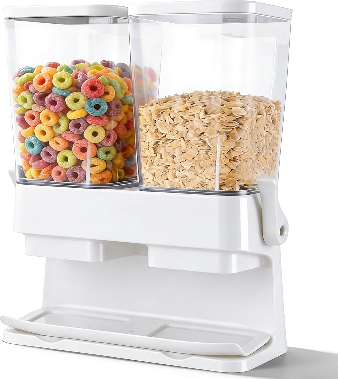 Cereal Dispenser Countertop 2 Pack 3L, 6L Large Dual Control | Airtight Cereal Containers Storage for Kitchen Pantry, Dry Food Dispenser for Cereal, Rice, Grains, Candy, Coffee Beans by adorabby