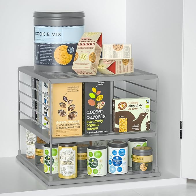 2 PACK Cabinet Organizer- Divided Compartment Holder for Foil and Plastic Wrap- Upgraded Pantry Organizers and Storage for Kitchen(Gray) - Image 4