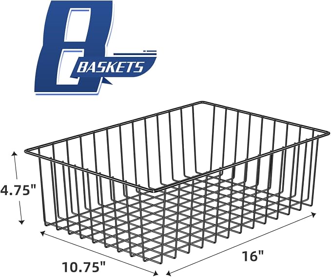 Simple Trending 8 Pack Large Metal Wire Baskets for Storage, Black | Organization, Metal Pantry Storage, For Cabinet, Kitchen, Garage, Bathroom, 16"D x 10.75"W x 4.75"H - Image 2