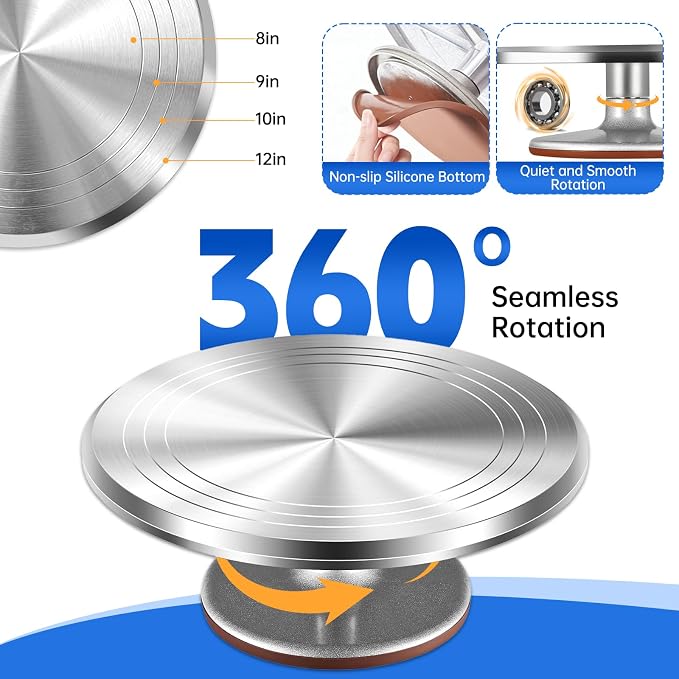 Cake Decorating Kit 35 Pieces - 24 Piping Tips Set with 12 Inch Turntable, Reusable Pastry Bag, Icing Spatula, Scraper, Couplers - Baking Tools for Beginners, Professional Cake Decorating Supplies - Image 5