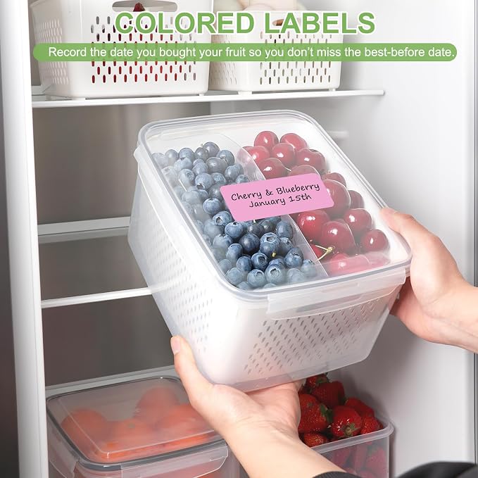 CAPHONT Fruit Containers for Fridge 6 Pcs 2-in-1 Large Fridge Food Storage Container Set with Lids with Strainer 6 Size Clear Vegetable Storage Containers Keep Fruits, Vegetables, Meat Fresh Longer - Image 7