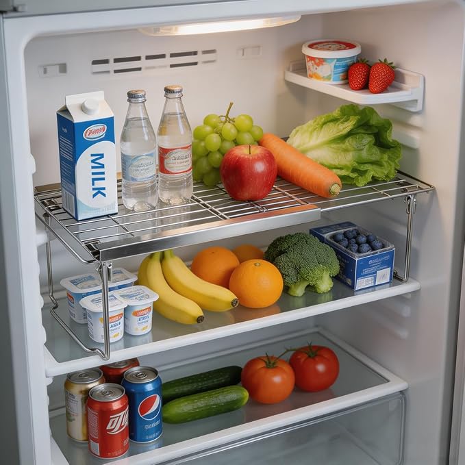 Orgneas Expandable Freezer Shelves, 15.8"-22" Adjustable Cooler Shelf Organizer, Thickened Heavy Duty Cabinet Shelf Organizer and Storage for Kitchen Pantry Refrigerator and Cooler, 2 Pcs - Image 3