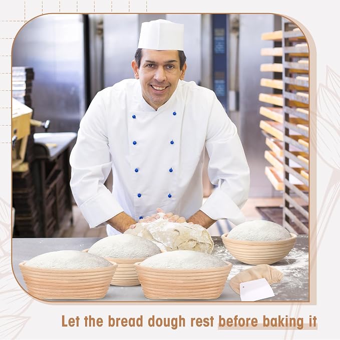 Gejoy 20 Sets Bread Proofing Baskets Bulk Banneton Dough Proofing Bowls Kit with Cloth Liner and Plastic Scraper Sourdough Basket for Home Sourdough Bakers(Round, Oval,9'', 10'') - Image 5