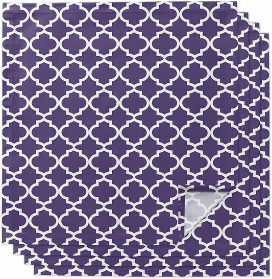 Cloth Napkins Set of 4-20x20 Inches, Purple Moroccon Washable Reusable Table Napkins, Country Chic Ethnic Minimalist Motifs Soft & Absortbent Dining Napkin for Party Wedding Hotel Restaurant by Unknown