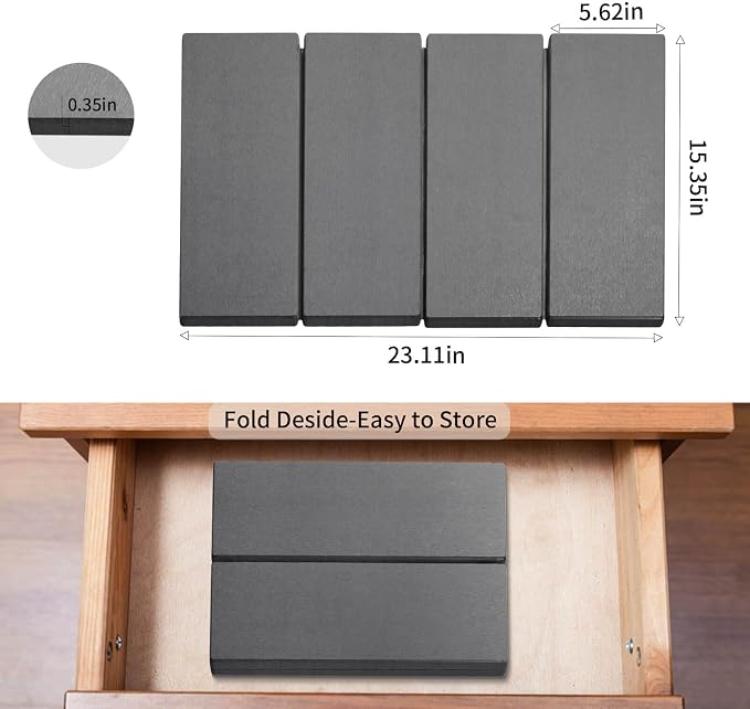 Stone Dish Drying Mat - Large Foldable Marbled Quick Drying Dish Mats, Stone Coasters Set of 4 Collapsible Ultra Absorbent Diatomaceous Earth Mats for Kitchen Counter Bathroom (Grey-4Pcs) - Image 2