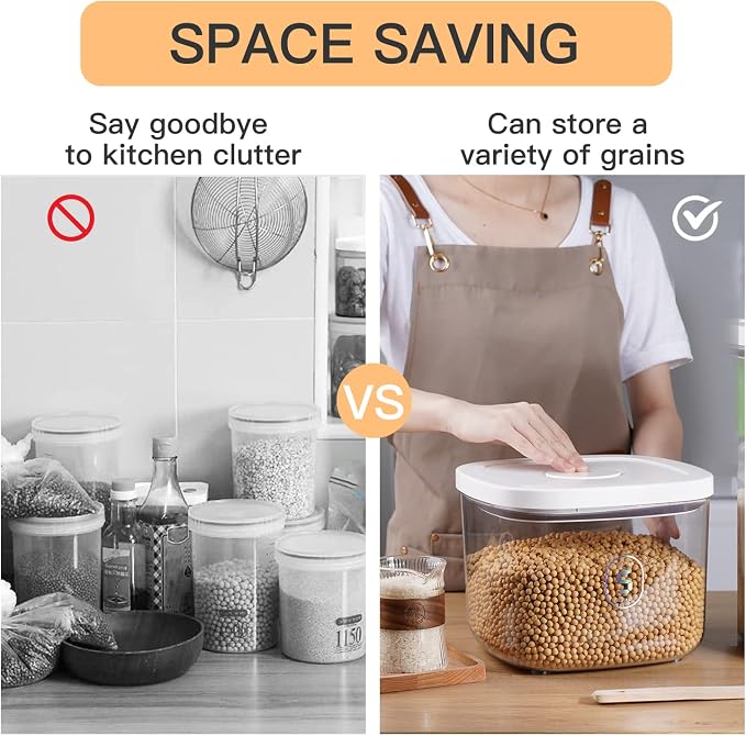 10 Lbs Storage Container Bin Rice Dispenser with Measuring Cup Food Cereal Container Bins Household for Kitchen Pantry Organization | 5Qt/5kg Rice Dispenser Food Cereal Container Bins Household for Kitchen Pantry Organization - Image 8