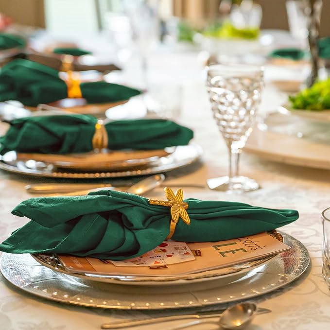 36 Pack Dark Green Cloth Napkins, 12 x 12 Inch Cotton with Fringe Settings | Handmade washable reusable cotton dinner napkins in bulk for weddings, parties, rustic boho table settings - Image 8