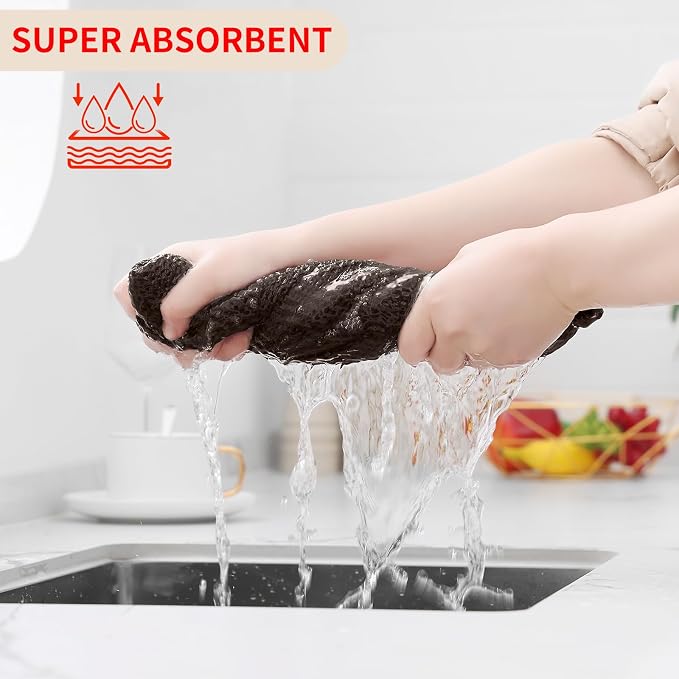 Homaxy 100% Cotton Waffle Weave Kitchen Towels, 10-Pack, Dark Brown | Ultra Soft Absorbent Dish Towels, Quick Drying Cleaning Towels, 13 x 28 Inches - Image 3
