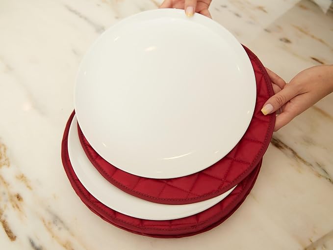Covermates Keepsakes Dish Storage Set – Padded China & Dinnerware Storage Cases with Dividers, Cup & Stemware Storage, Quilted Polyester Protection, ID Window, Red - Image 3