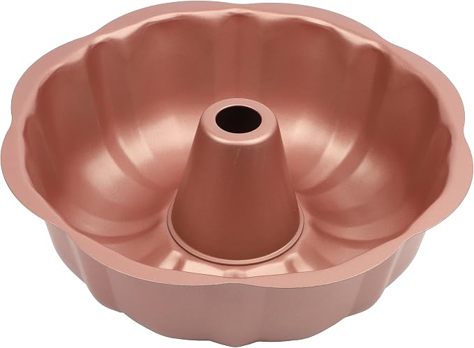 David Burke 9" Fluted Bake Pan – Carbon Steel Bundt Cake Pan – Rose Gold - Image 2