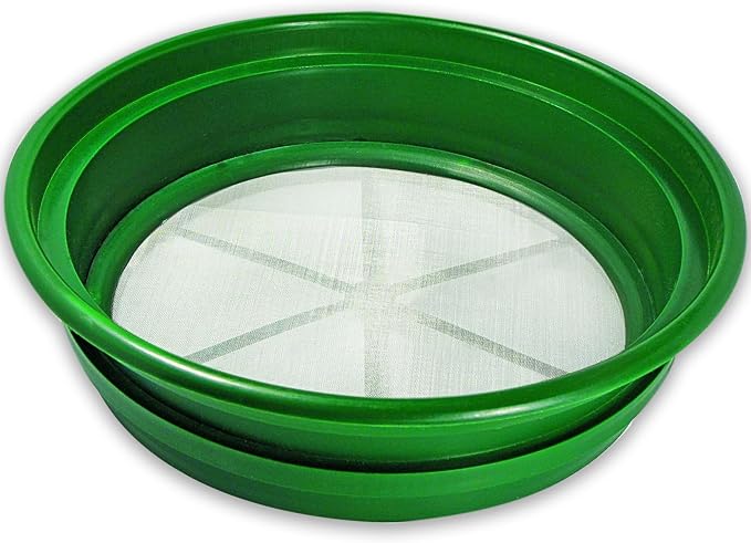 SE 13.25 Inch Wide Stackable Classifier Gold Prospecting Pan - 1/50 Inch Stainless Steel Mesh Sifting Pan, Green by SE