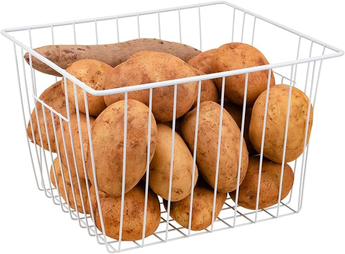 Freezer Wire Baskets Storage Organizer, Household Storage Metal Wire Bins for Kitchen, Pantry, Cabinet, Bathroom, Bedroom - Pearl White (3, 11in x 10in x 5.5in) - Image 4