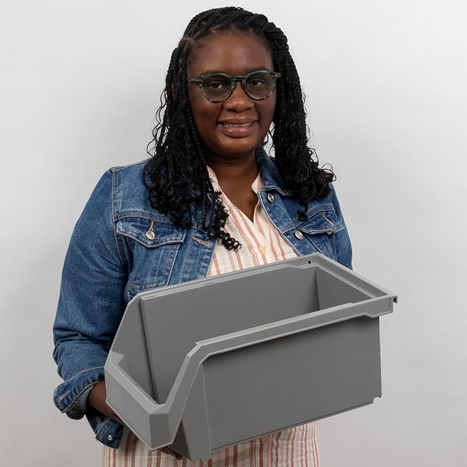 Akro-Mils ReadySpace Large Stackable Plastic Storage Bins, 6-Pack, Clear | Open-Front Stackable Bins For Garage, Pantry, Closet & Office, 14,8"L X 8"W X 7"H, Nests When Empty, Durable Plastic, - Image 2