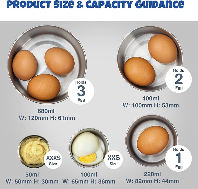 18/8 Stainless Steel Food Snack Storage Containers(5 Pack: 2/4/8/14/24oz) | Stackable, Leakproof Lunch Box with Silicone Lid, for Kids and Toddler Home School Use - Image 2