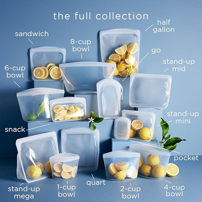 Stasher Premium Reusable Silicone Bags, 6-Pack Starter Kit, Sea Spray | Food-Safe Silicone, BPA-Free, Leak-Free, Eco-Friendly, Dishwasher, Lunch Bag, Travel Containers, Meal Prep, Food Storage - Image 6