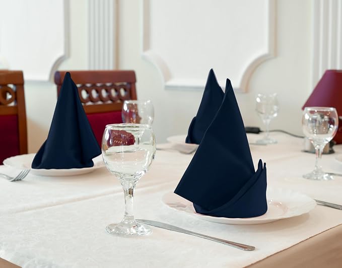 Utopia Kitchen Cotton Blend Navy Blue Cloth Napkins [12 Pack, 18x18 Inch] | Absorbent Washable and Reusable for Dinner, Restaurant, Lunch, Wedding and Hotel - Image 5