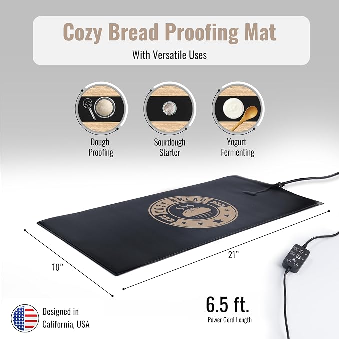Cozy Bread® Sourdough Bread Proofing Mat for Home Bakers | USA Brand | Thermostat Controlled Bread Proofer (10" x 21") | Dough Riser Heating Mat - Image 2