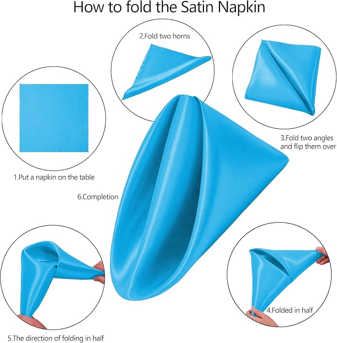 MDS® Pack of 150 Satin Napkins 12 x 12 Inch, Soft Silky Reusable Cloth Dinner Table Napkins for Wedding Décor, Reception, Birthday, Parties, Banquets, Catering, Restaurants & Hotel - Turquoise - Image 3