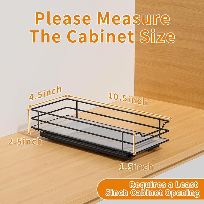 RCHYFEED Pull Out Spice Rack Organizer, 1 Tier,4.5" Wx10.5 Dx2.5 H | Heavy Duty Slide Out for Inside Cabinet & Pantry, Kitchen Cabinet Seasoning Organizer,Vertical Spice Racks Storage Spices - Image 5