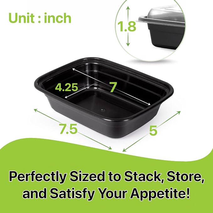 Meal Prep Containers [10 Set] x [16 oz] with Lids, 1 compartment, Stackable, Reusable, Leakproof, Food Safe, Microwave, Freezer & Dishwasher Safe for Food Prep Storage Bento (10 Set, 16 oz) - Image 2