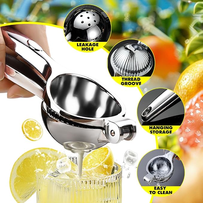 Lemon Squeezer Stainless Steel,Manual Citrus Juice Press Squeezer for Lemons Orange and Limes,Handheld Citrus Squeezer Squeeze Out as Much Juice as Possible (2PC) - Image 7