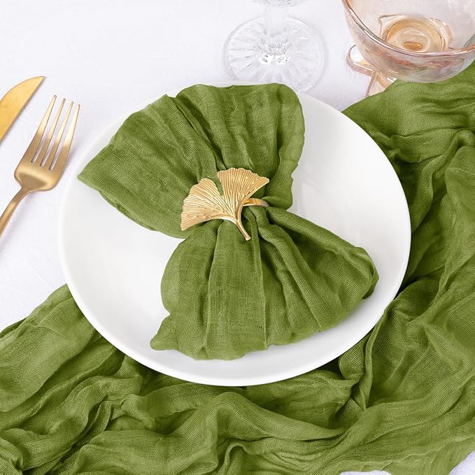 DeZerlor Olive Green Washable Cheesecloth Napkins Set of 20 for Party | Reusable Cloth Napkins Bulk, for Wedding Bridal Baby Shower Dinner Cocktail Birthday Home, 21x21 Inches - Image 2